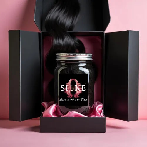 Silke’ signature luxury mink loose wave bundles – mason jar sealed, pre-washed virgin hair extensions with hydrated shine