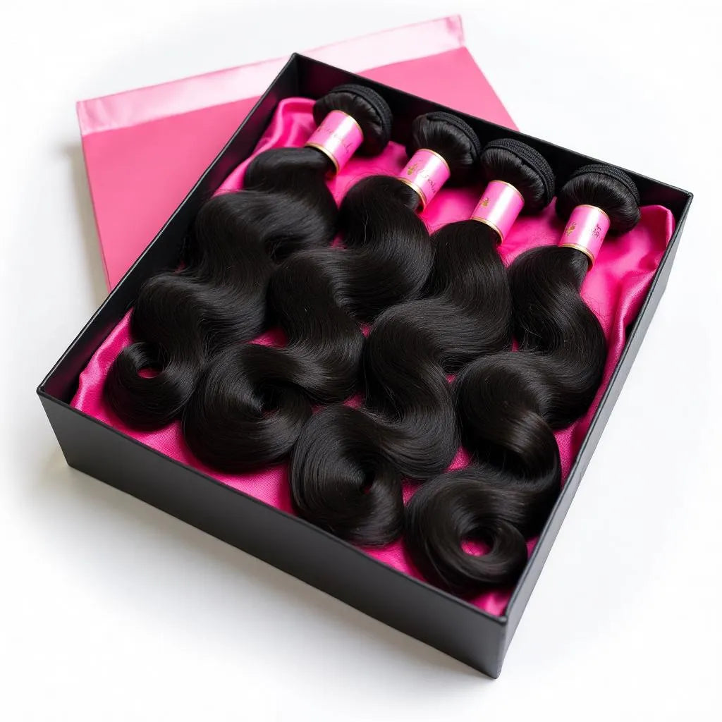 Silke’ 4-bundle volume kit – raw virgin hair extensions, full install bundles for lengths 28–34 inches