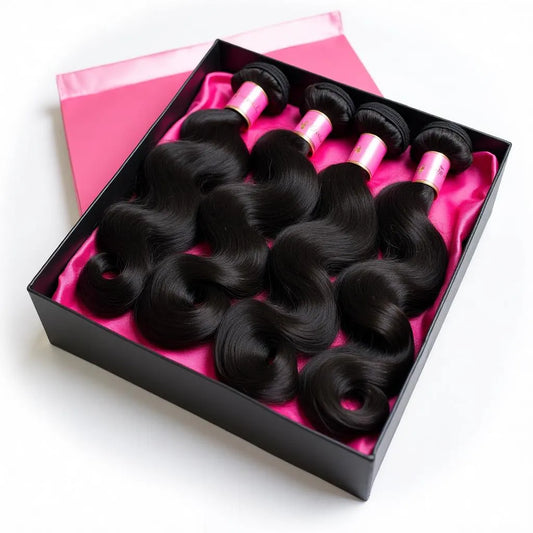 Silke’ 4-bundle volume kit – raw virgin hair extensions, full install bundles for lengths 28–34 inches